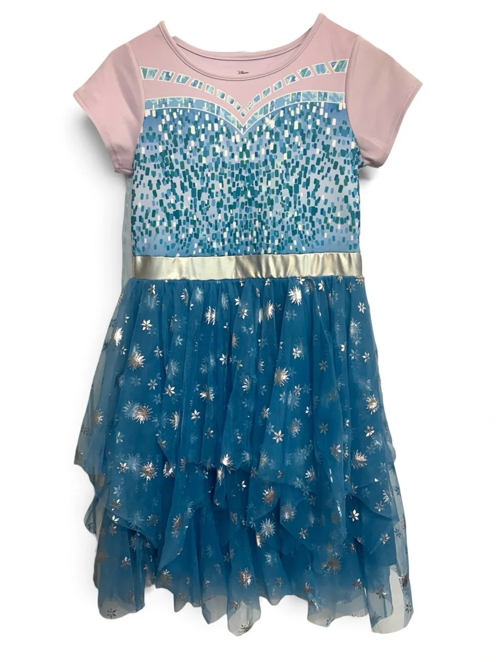 Disney Frozen Elsa Girls Cosplay Tiered Tutu Tulle Dress Detachable Cape 14/16